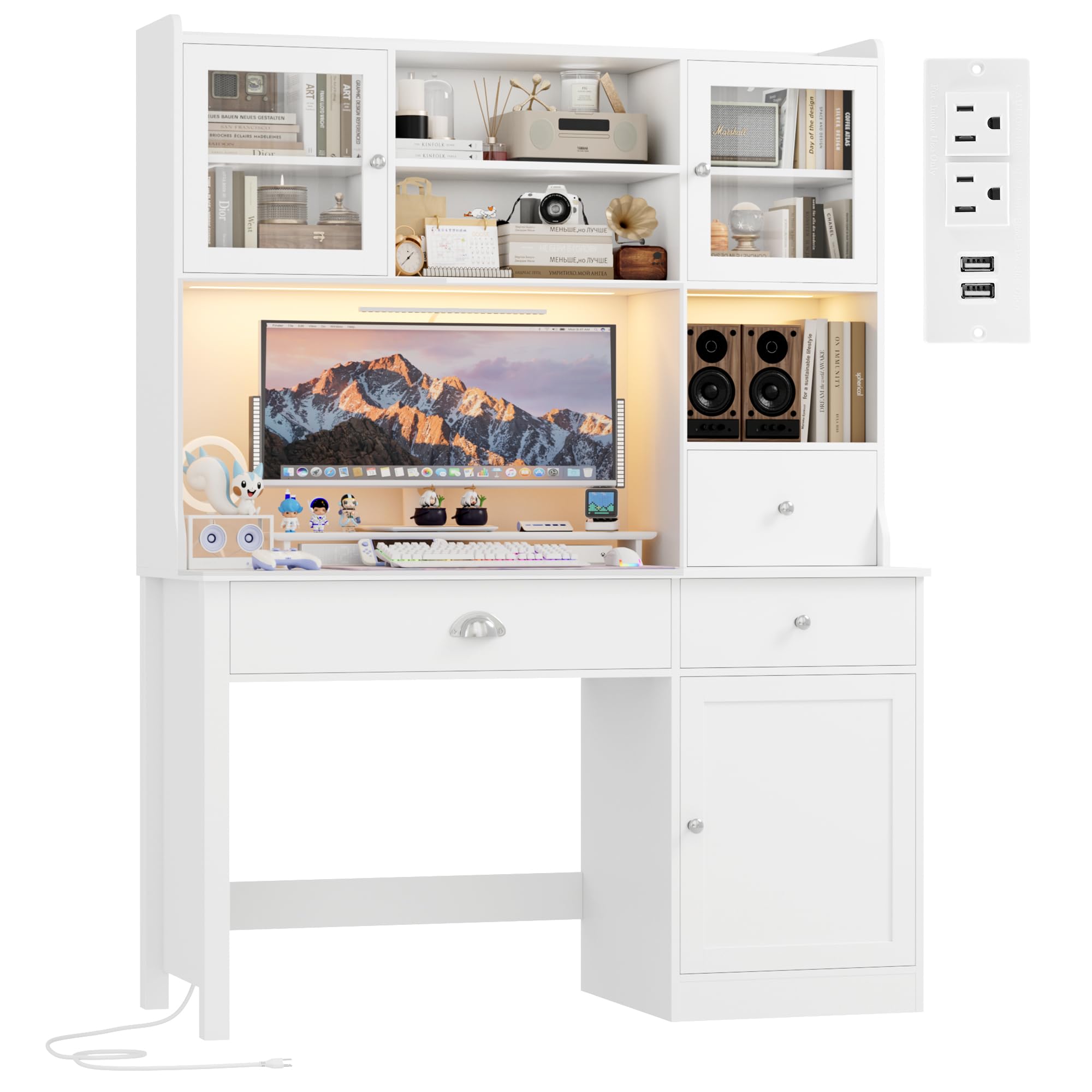 Home Office 365 - 65 Inch White Computer Desk With