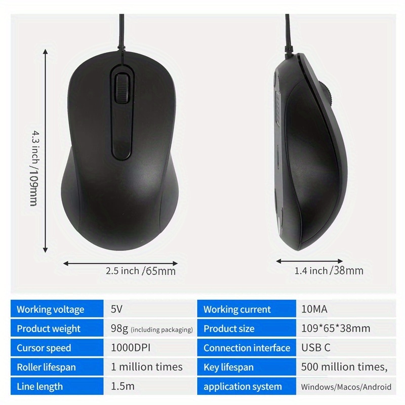 Mute Type C Wired Mouse Ergono – обзор и цена Home Office For Mac
