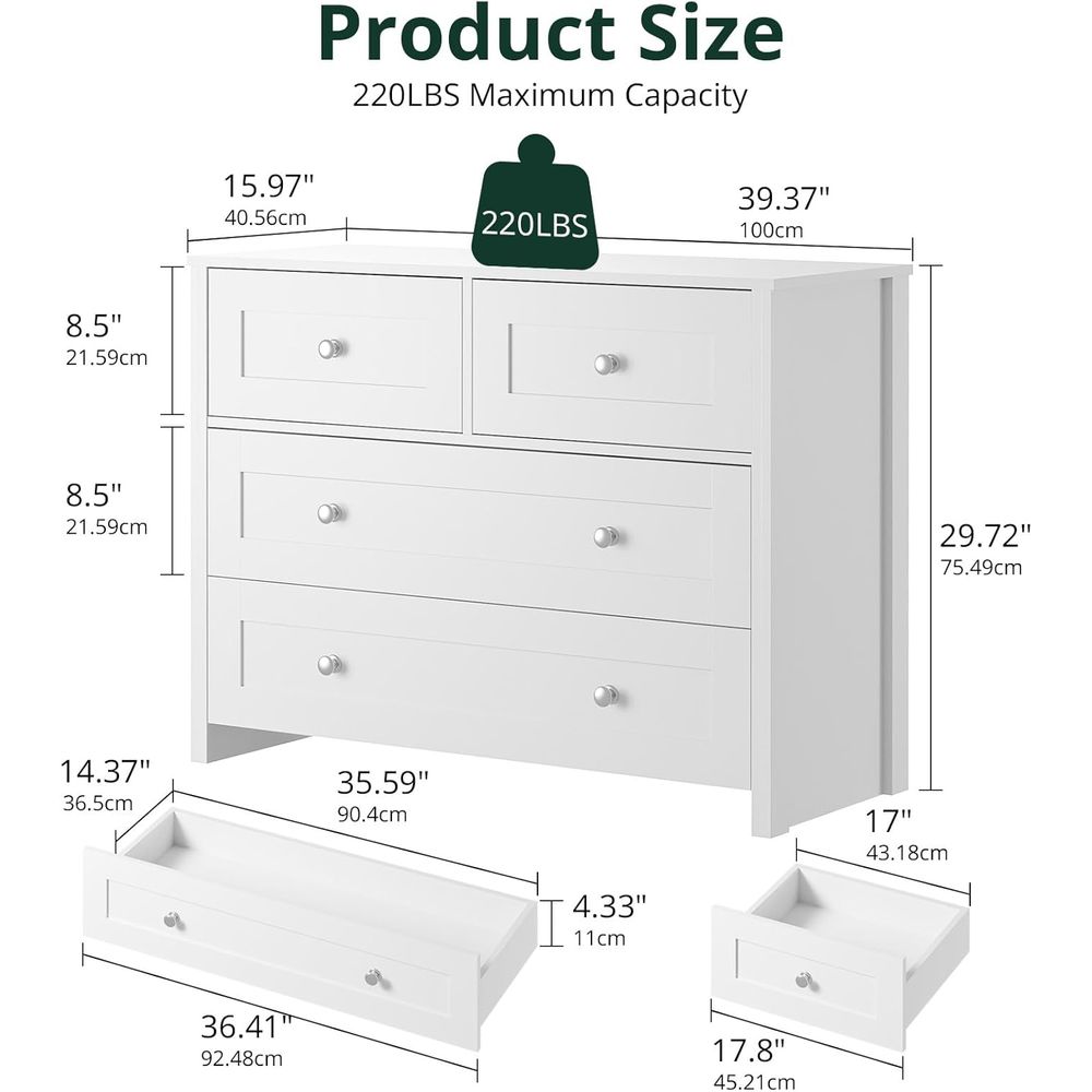 40-inch Wide 4-Drawer White Wo – обзор и цена Home Office Organization