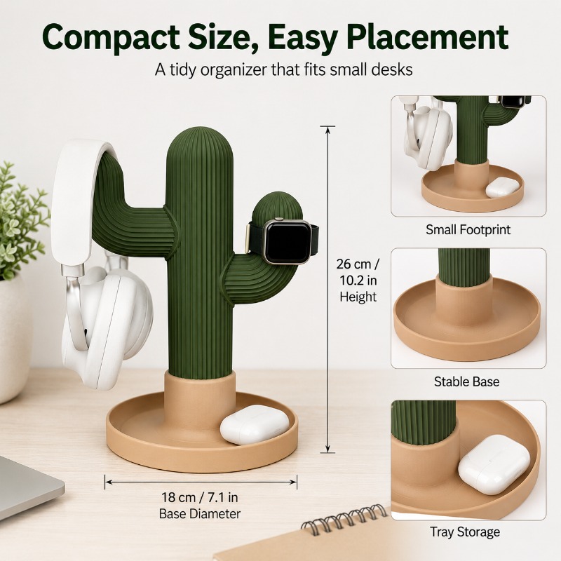 Minimalist Cactus Headset Stan – обзор и цена Home Office Organization